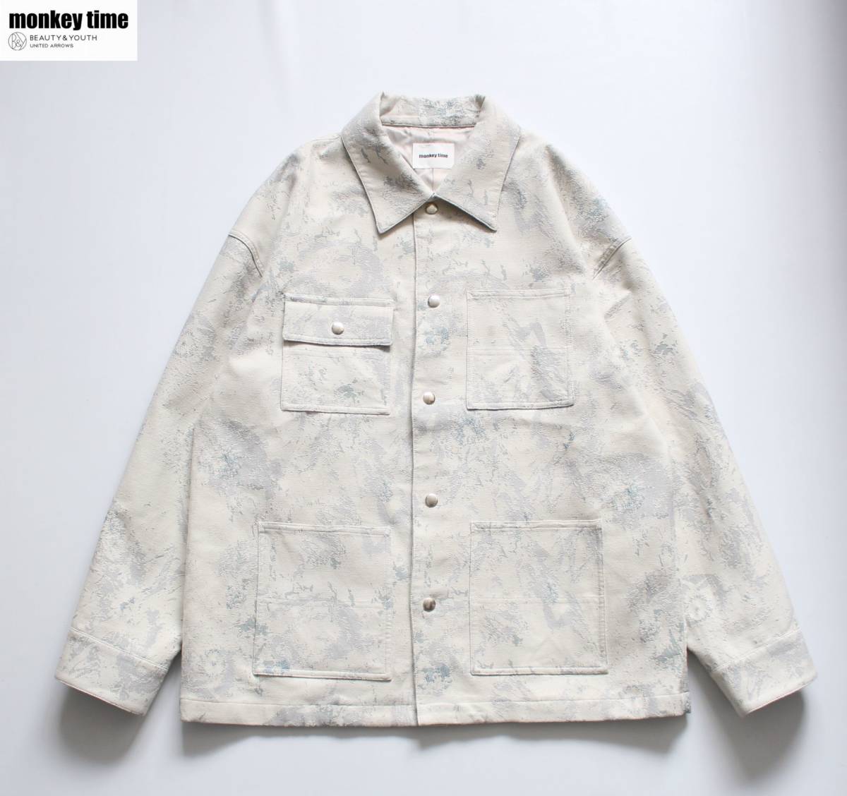 未使用【 MONKEY TIME モンキータイム 】ジャガード カバーオール L ジャケット 8325-699-1208-0370 定価¥28,600 総柄 オーバーサイズ拍卖