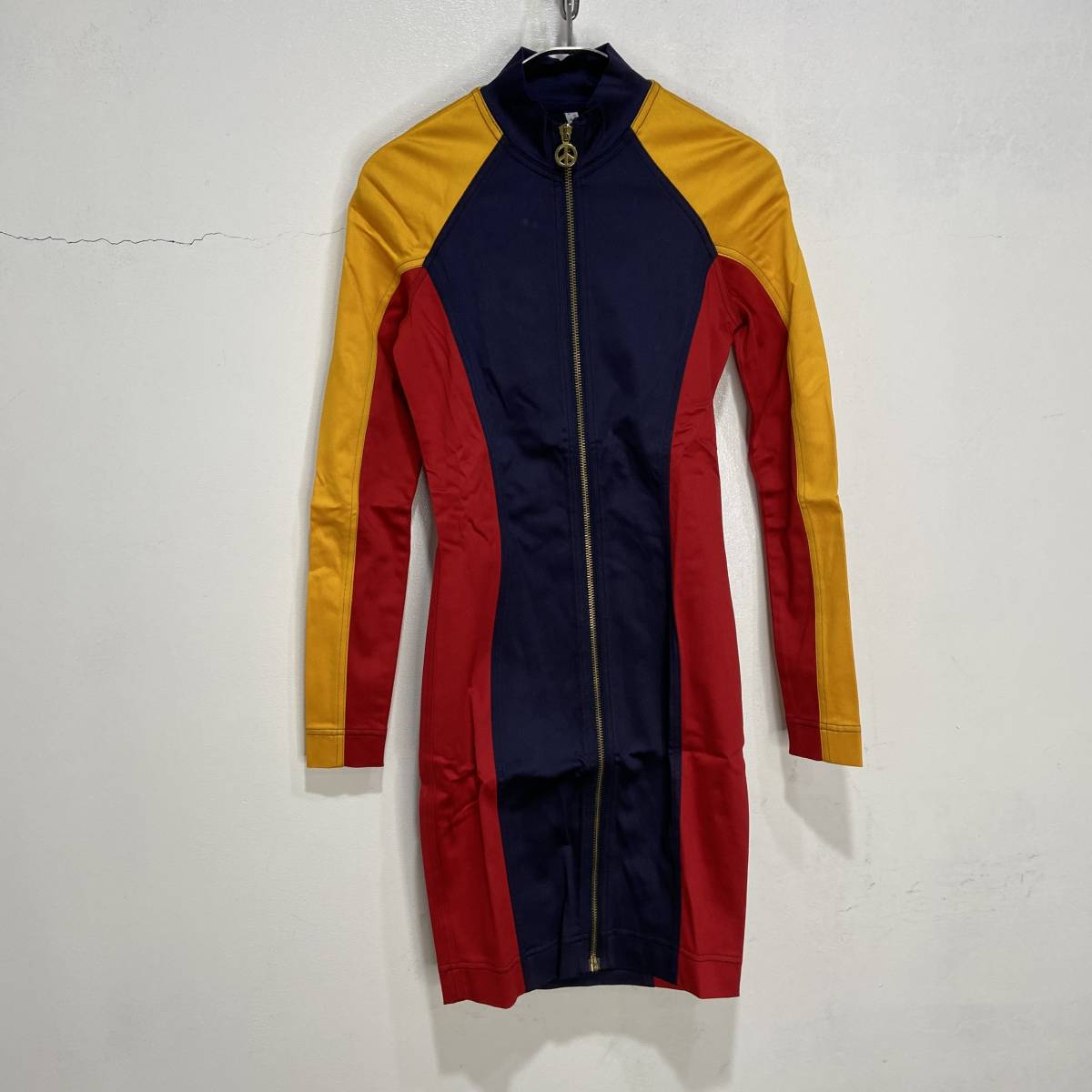 ☆送料無料☆MOSCHINO☆モスキーノジーンズ☆PATCH&WARK☆70sモダンヒッピーフルジップワンピース☆タイトワンピ☆イタリア製☆US8☆L23M拍卖