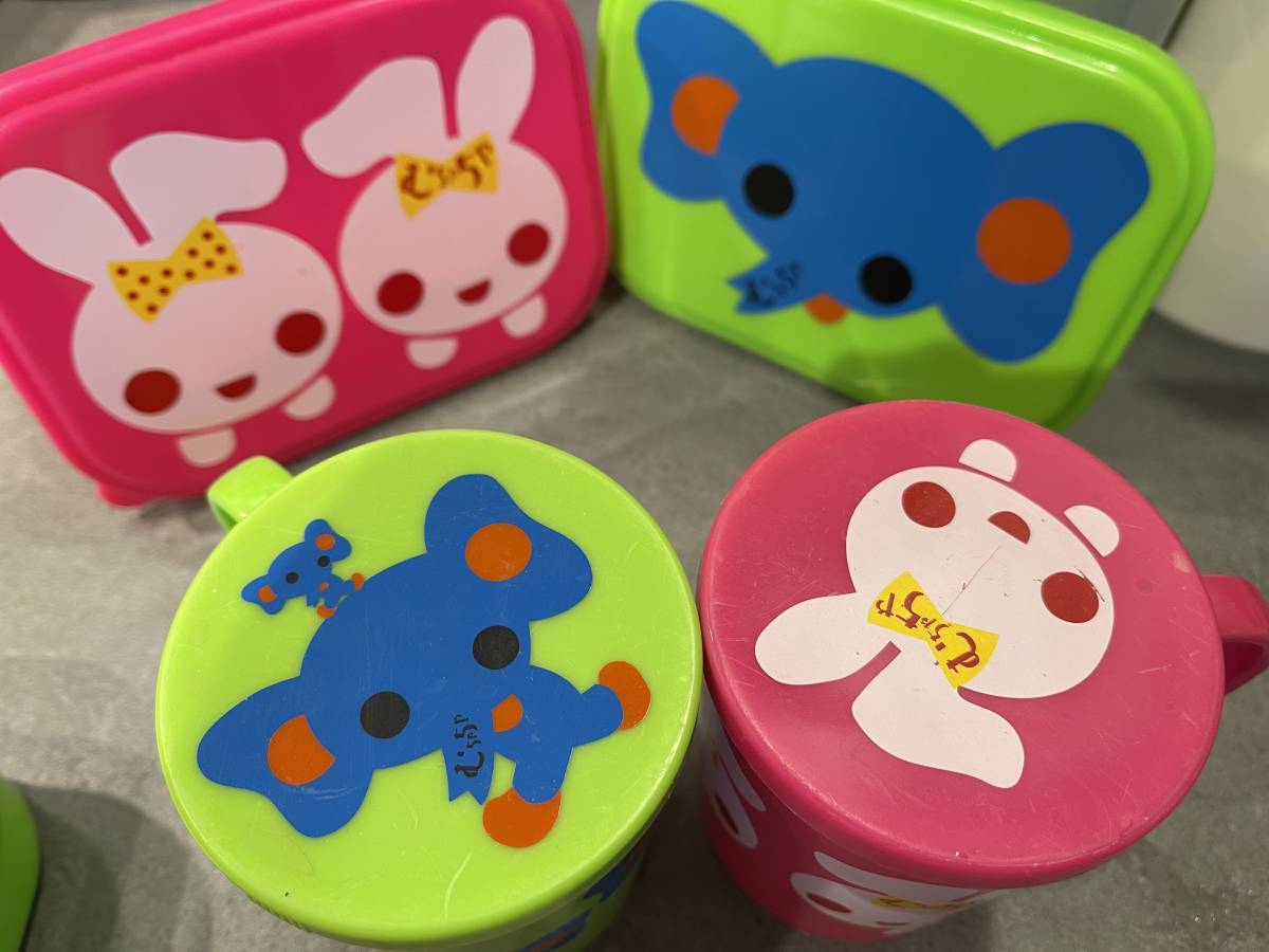 ★ムチャチャ あちゃちゃむ ぞうさんお弁当箱1 フォーク1 お箸1 蓋付きカップ1の4点セット/入園準備拍卖