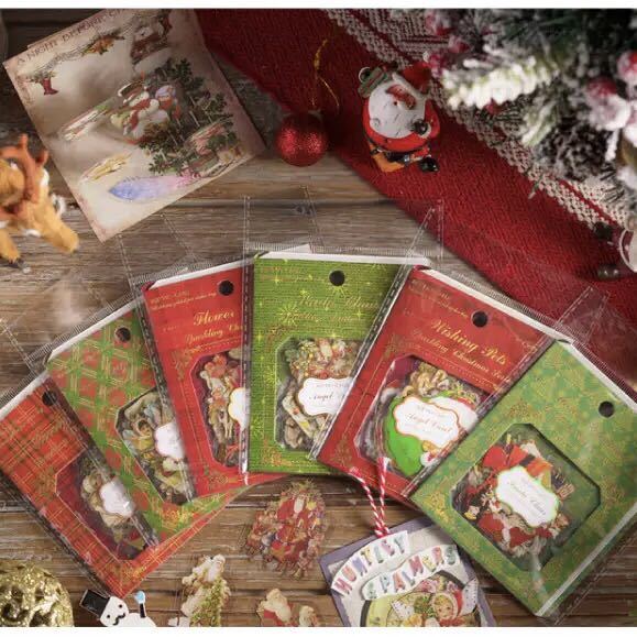 新品 シールステッカー 6種 クリスマス サンタさん 妖精 コラージュ ジャーナル素材 スクラップブッキング トナカイ 紙もの拍卖