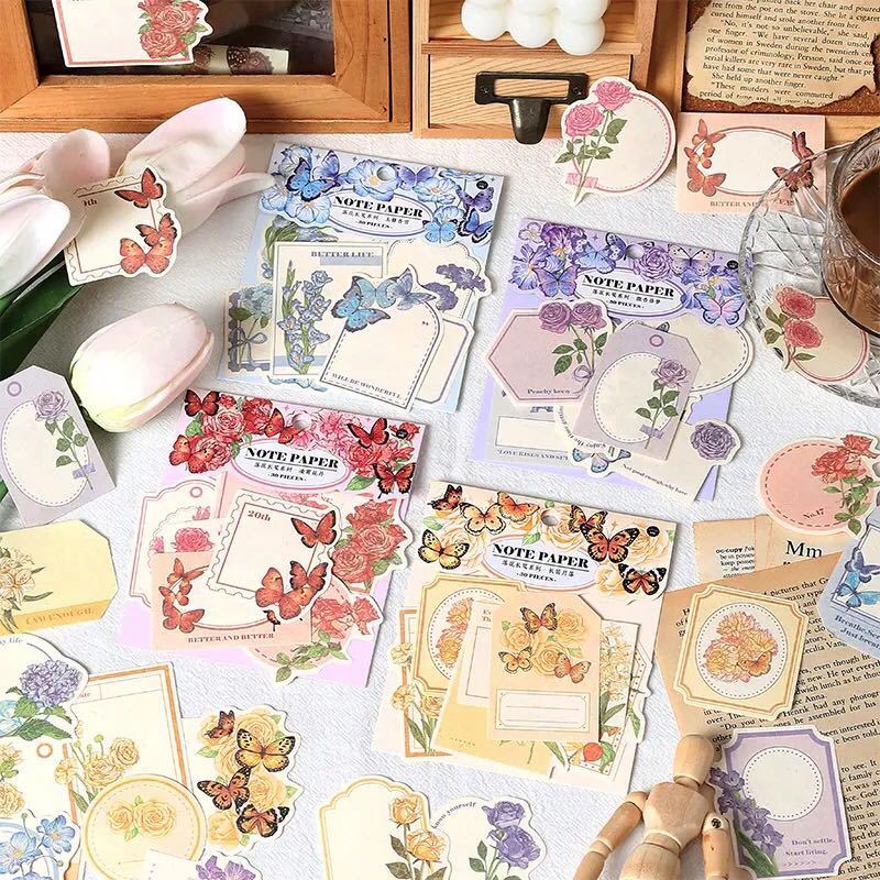 新品 紙もの 4種 花 植物 コラージュ スクラップブッキング ジャーナル素材 おすそ分けファイル 紙モノ 蝶拍卖