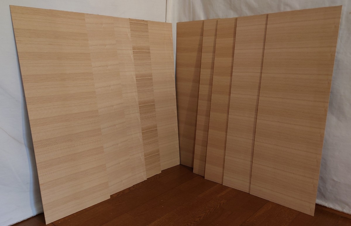 ベニヤ 厚み約4mm タモ突板 約92cmx31.5cm10枚セットタモ突板の為 木目が色々あります。⑪拍卖