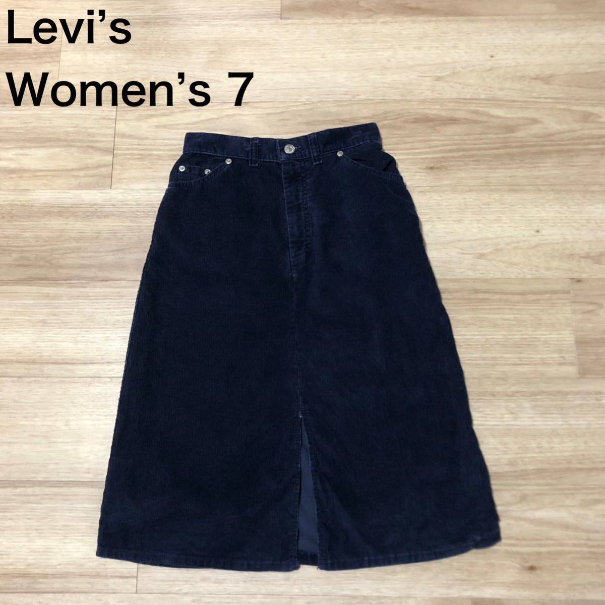 【送料無料】Levi’s コーデュロイスカート ネイビー レディース7サイズ リーバイス拍卖