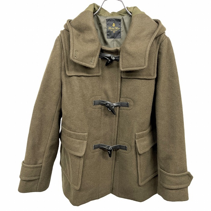 nano・universe The 1st Floor メルトン ピーコート 裏地付き トグルボタン留め ウール×ナイロン 40 カーキグリーン 緑系 レディース拍卖