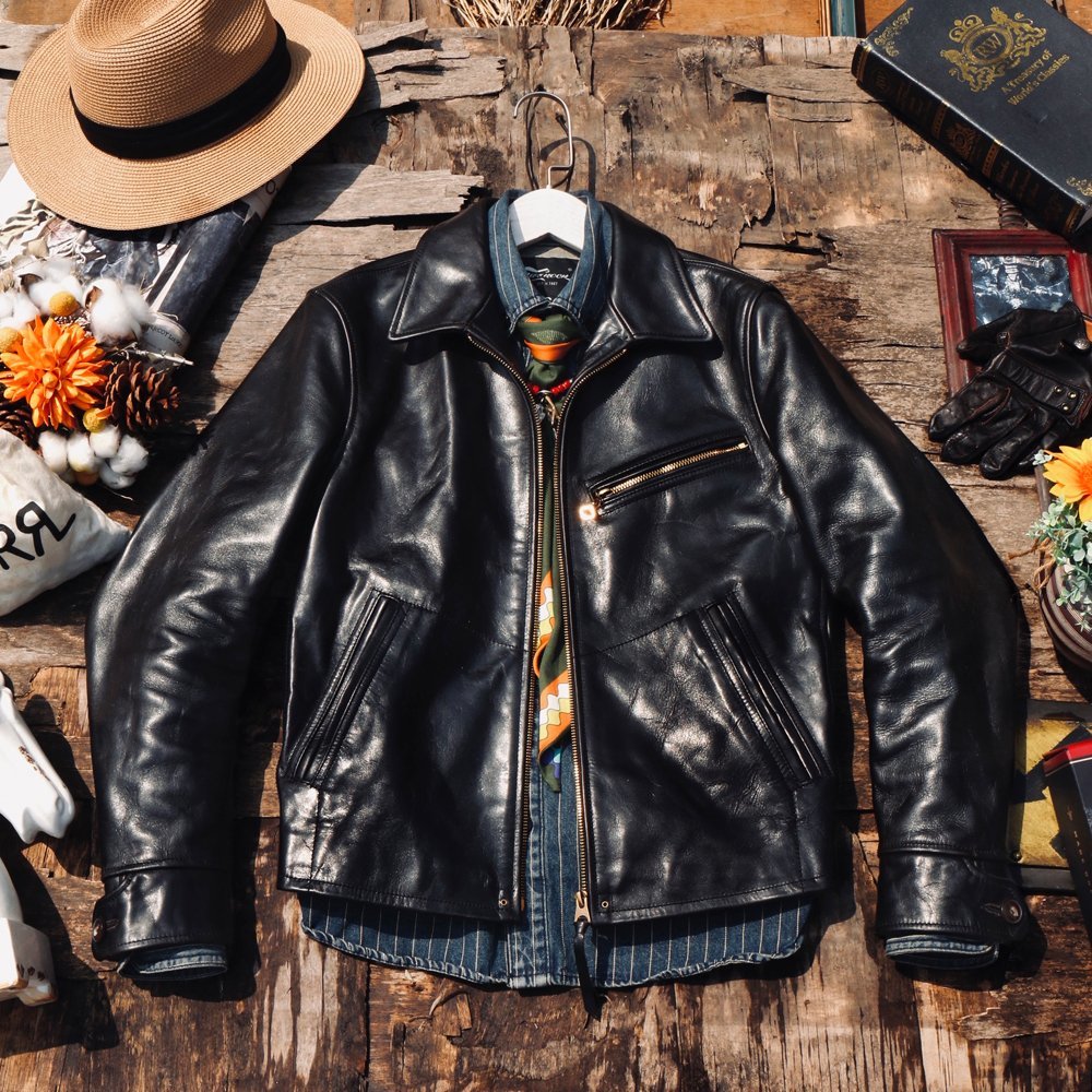 このクオリティーでこの価格 ヴィンテージ復刻デザイン 上質茶芯 ホースハイドレザー シングルライダースジャケット 馬皮 未使用新品拍卖