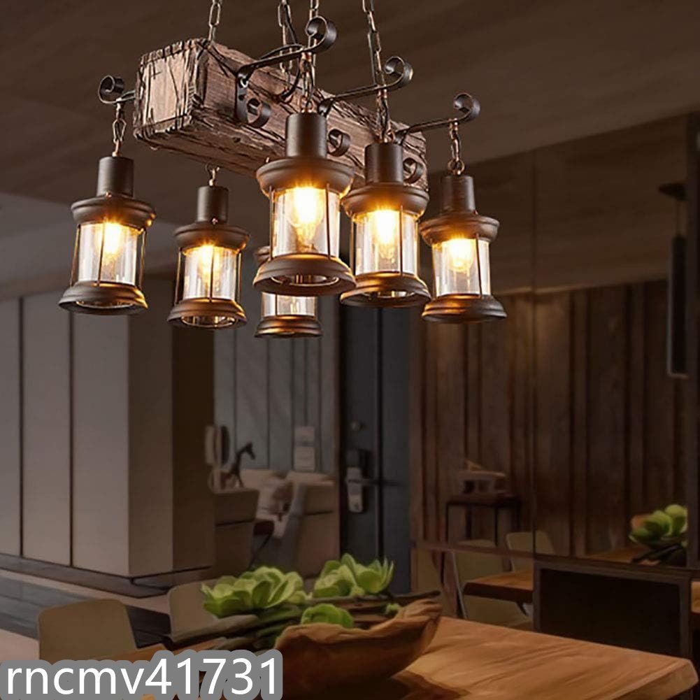 芸術品 素朴な木製ストリアルシャンデリアレトロファームハウススタイル器具 大型リニアアイランドペンダントライト 55 * 100cm拍卖