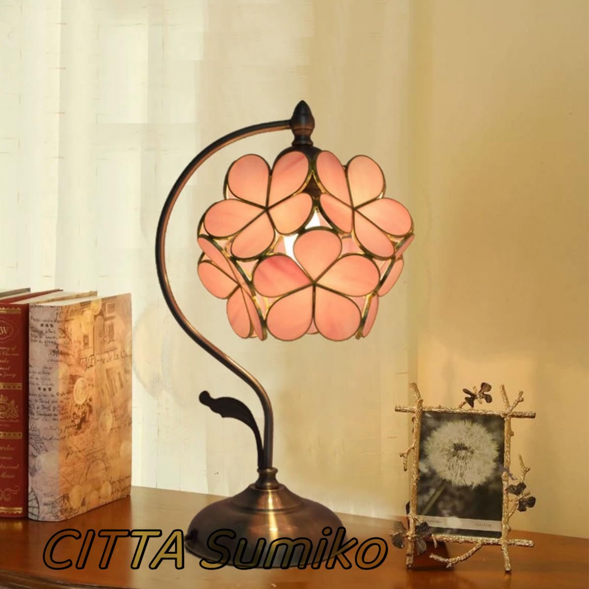 希少新品 卓上スタンド寝室/書斎 暖かい ステンドランプ ステンドグラス拍卖