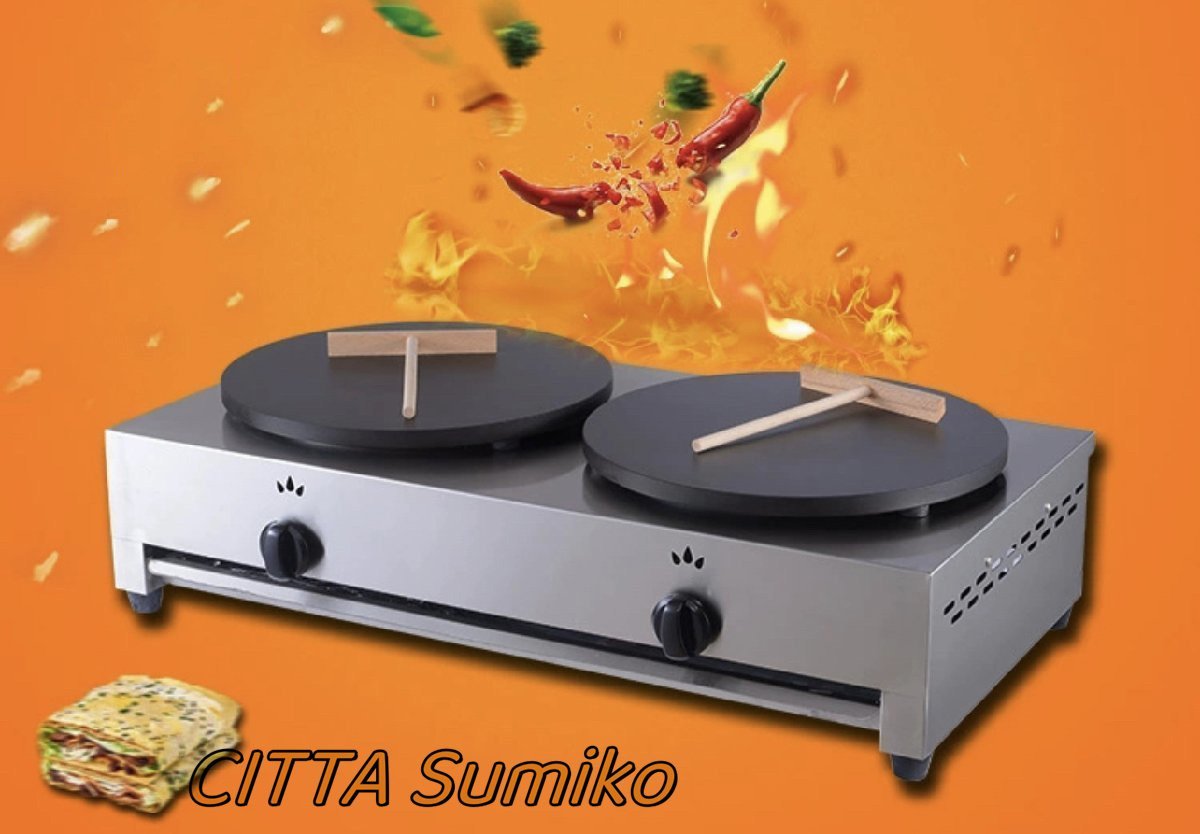 新品登場 送料無料/税込 ガス式クレープ焼き器 二連式 業務用拍卖