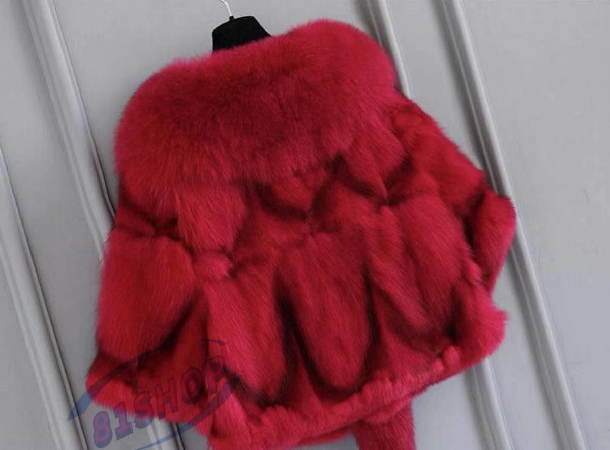 極美品★★高級感溢れる★本物★最高級↑フォックス ジャケット レディース 毛皮 リアルファーコート★ レッド拍卖