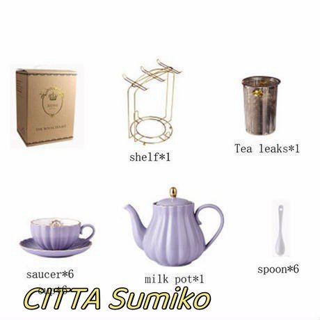 好評 ティー・カップセット コーヒーカップセット カップ&ソーサー6客セット 陶磁器 ゴージャス ティーパーティー用フルセット ラック付き拍卖