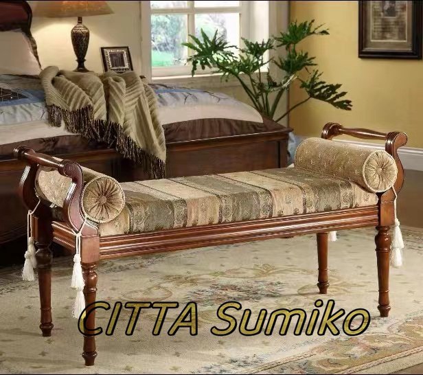 店長特選★3色選択可能 限定モデル★イギリスアンティーク ロング オットマン ソリッドウッド製ベッドスツール ソファー ビンテージ 枕付き拍卖