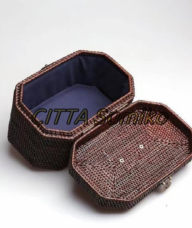 推薦作 超美品 手作 藤編 収納 茶箱 収納ボックス 茶器 茶道具 工芸品拍卖
