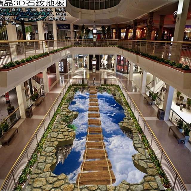 3443 巨大 3D フロアマット 1m*2m* 危険! 落とし穴 トリックアート 吊り橋 防音 断熱 滑り止めシート 床 壁 天井 シール拍卖