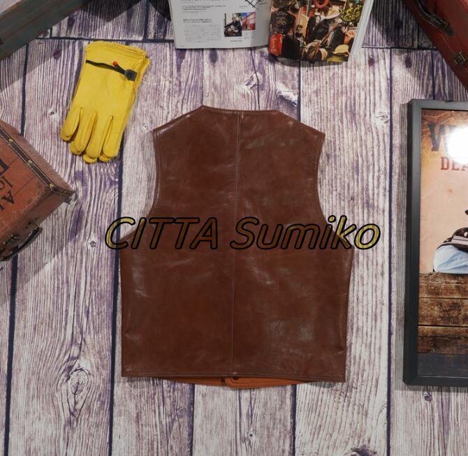 店長特 選超人気 ヴィンテージ50sブリティッシュアーミー復刻モデル カウレザージャーキン ベスト 牛革 裏地付き ブラウン S~3XL バイク拍卖