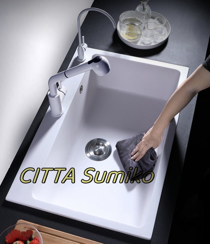 高級 キッチンツール 台所 シンク 流し台 多層濾過 大容量 便利 珪岩 抗菌 手入れが簡単 簡単に安装 キッチン用品 ホワイト 水切りかご付拍卖