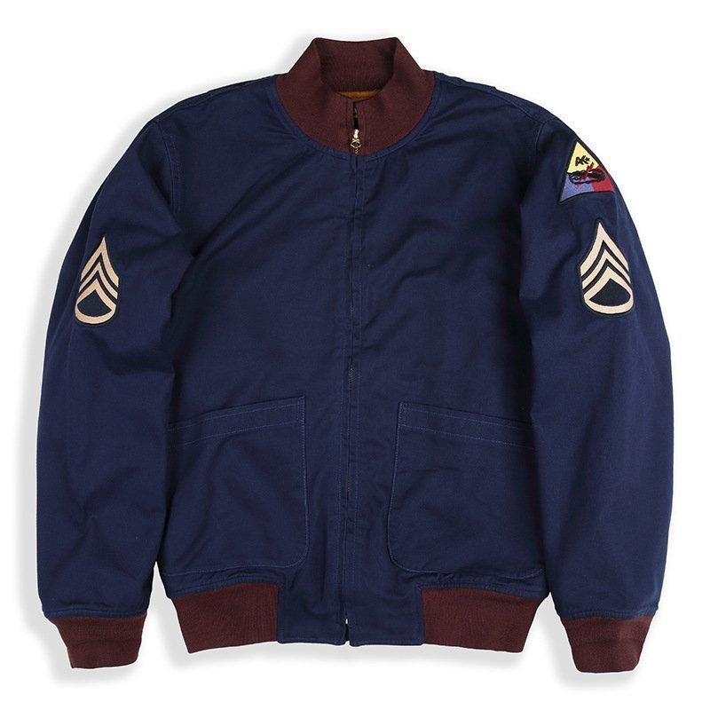 Tanker Jacket ミリタリージャケット メンズ アメカジジャケット バッジ 裏ボア 裏起毛 裏ウール混 秋冬 S~XXL 紺拍卖