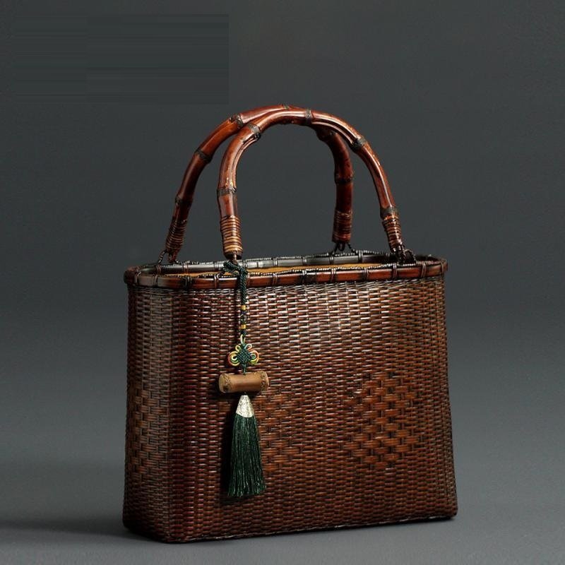 爆売り 職人手作り 竹編みバッグ 竹細工 收納 竹編包 小物入れ籠 ハンドバッグ 竹製品拍卖