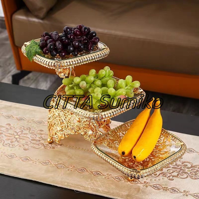 好評 高級感満載! ケーキ スタンド プレート アフタヌーンティー フルーツ トレー 皿 3段セット拍卖