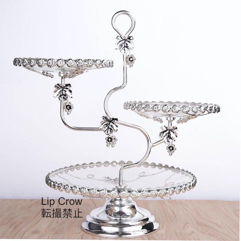 3段セットケーキ スタンド プレート トレー 皿 ガラス皿 アフタヌーンティー フルーツ拍卖