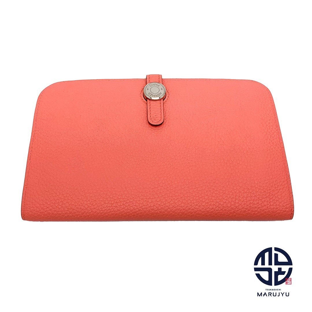 HERMES エルメス トリヨンクレマンス ドゴンGM サーモンピンク系オレンジ ピンク サイフ 長財布 X刻印 ブランド拍卖