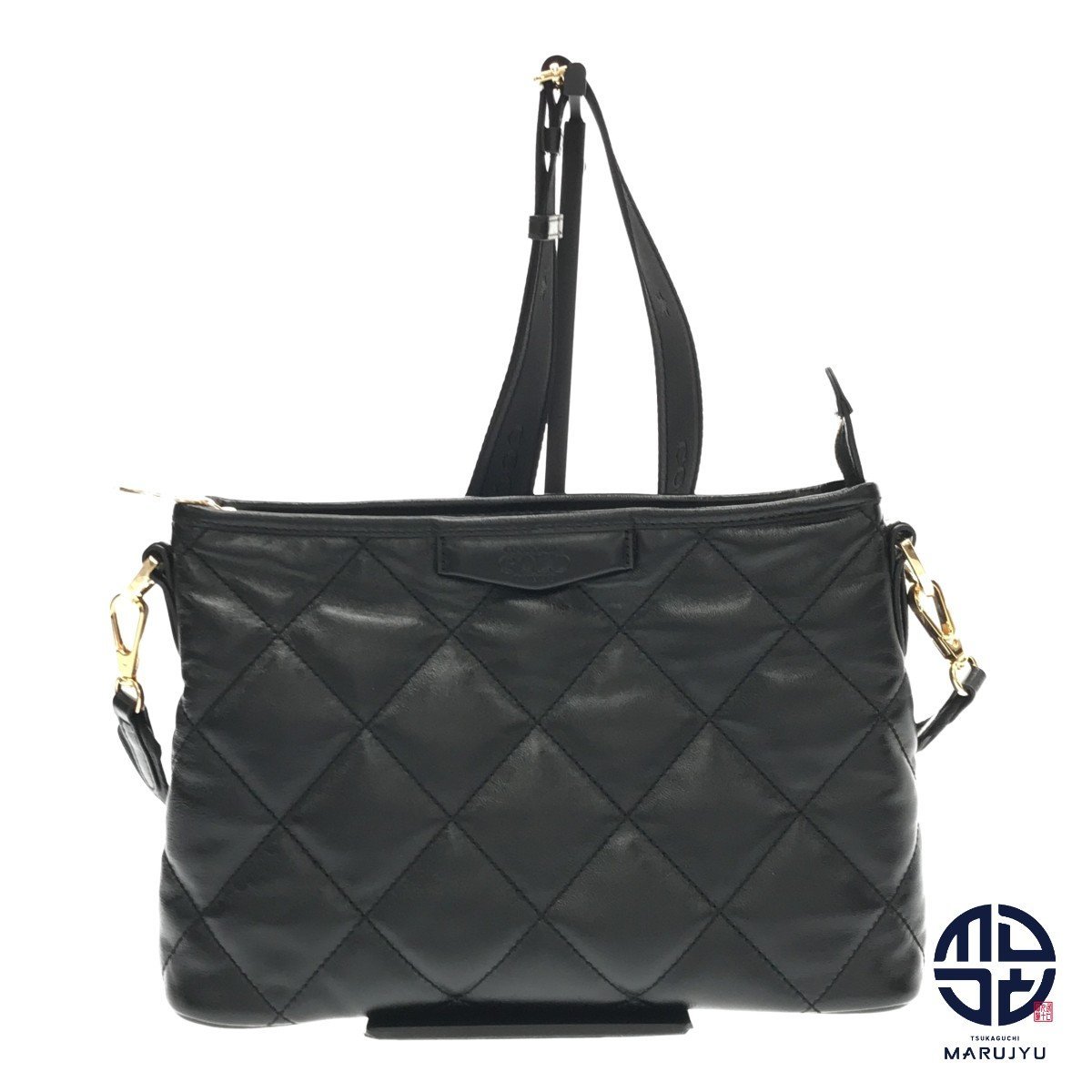 COCOCELUX GOLD ココセリュックスゴールド 黒 ブラック ダイヤモンドレザー 2way ショルダーバッグ ハンドバッグ カバン 鞄拍卖