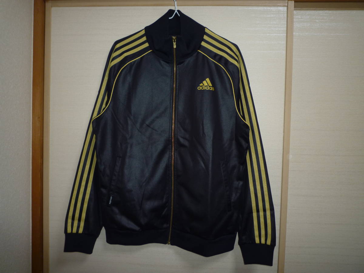 アディダス コーティングジャージ 黒×金 Lサイズ拍卖