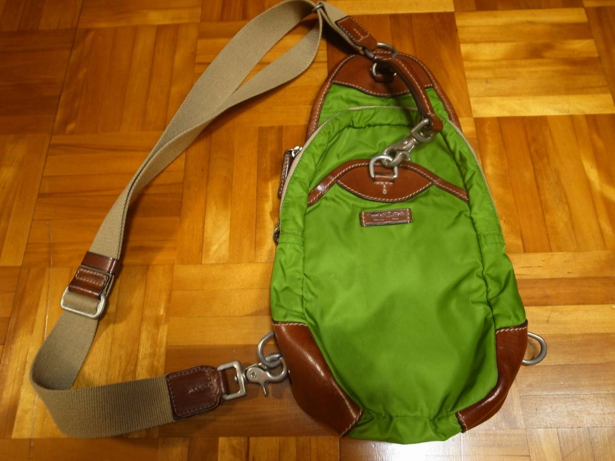 【中古】 Daniel&Bob ダニエル&ボブ PIPPO ピッポ レザー ナイロン ボディーバッグ ショルダーバッグ グリーン 拍卖