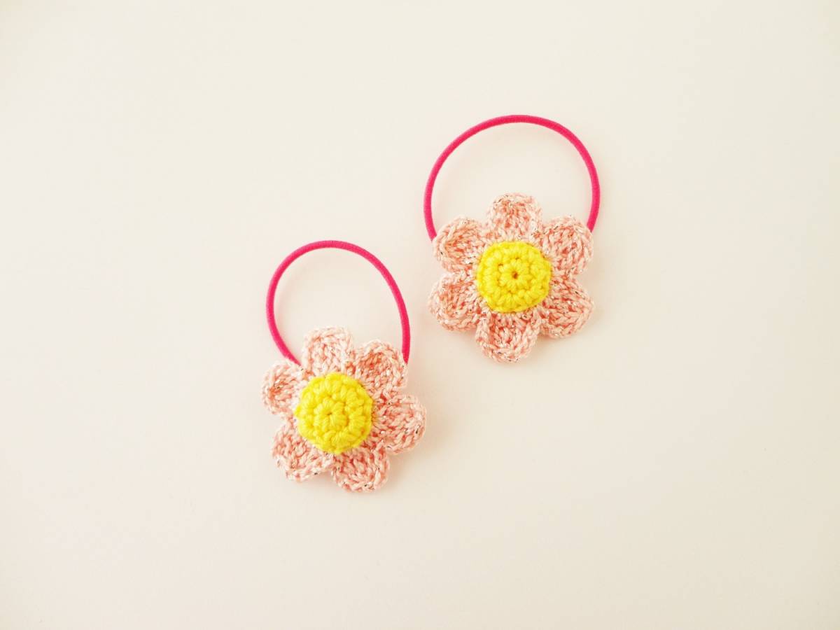 お花のヘアゴム*2個セット*ピンク(ラメ)*ハンドメイド*180拍卖
