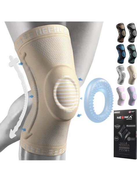 NEENCA 膝サポーター 半月板 スポーツ用 ランニング/ゴルフ/テニス/バドミントン/マラソン/バスケ/サックー/登山 左右兼用 サイドバネ 1枚拍卖