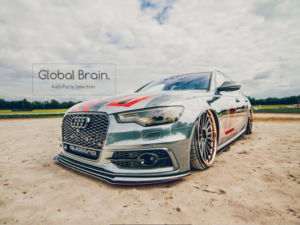 アウディ A6 4G 前期 Sライン/ S6 フロント リップ スポイラー+スプリッタ― / フロント スプリッタ― バンパー アンダー ディフューザー拍卖