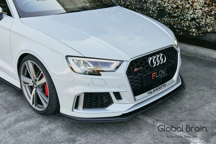アウディ RS3 8V 後期 フロント リップ スプリッター用 エクステンション / リップ エプロン バンパー ディフューザー拍卖