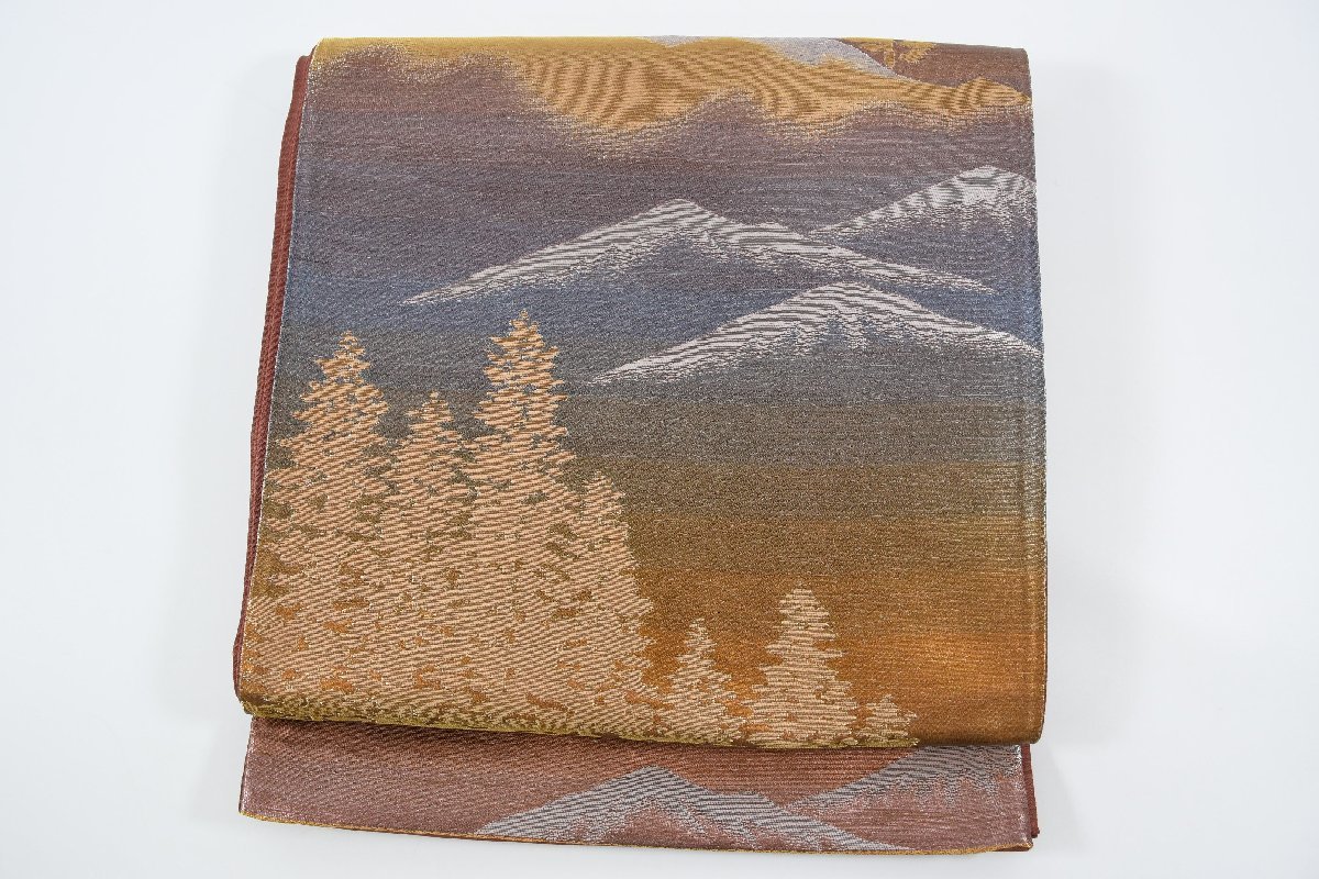 袋名古屋帯 六通柄 遠山文 帯丈416cm ★着物屋 ne-7312 桜庭呉服店拍卖