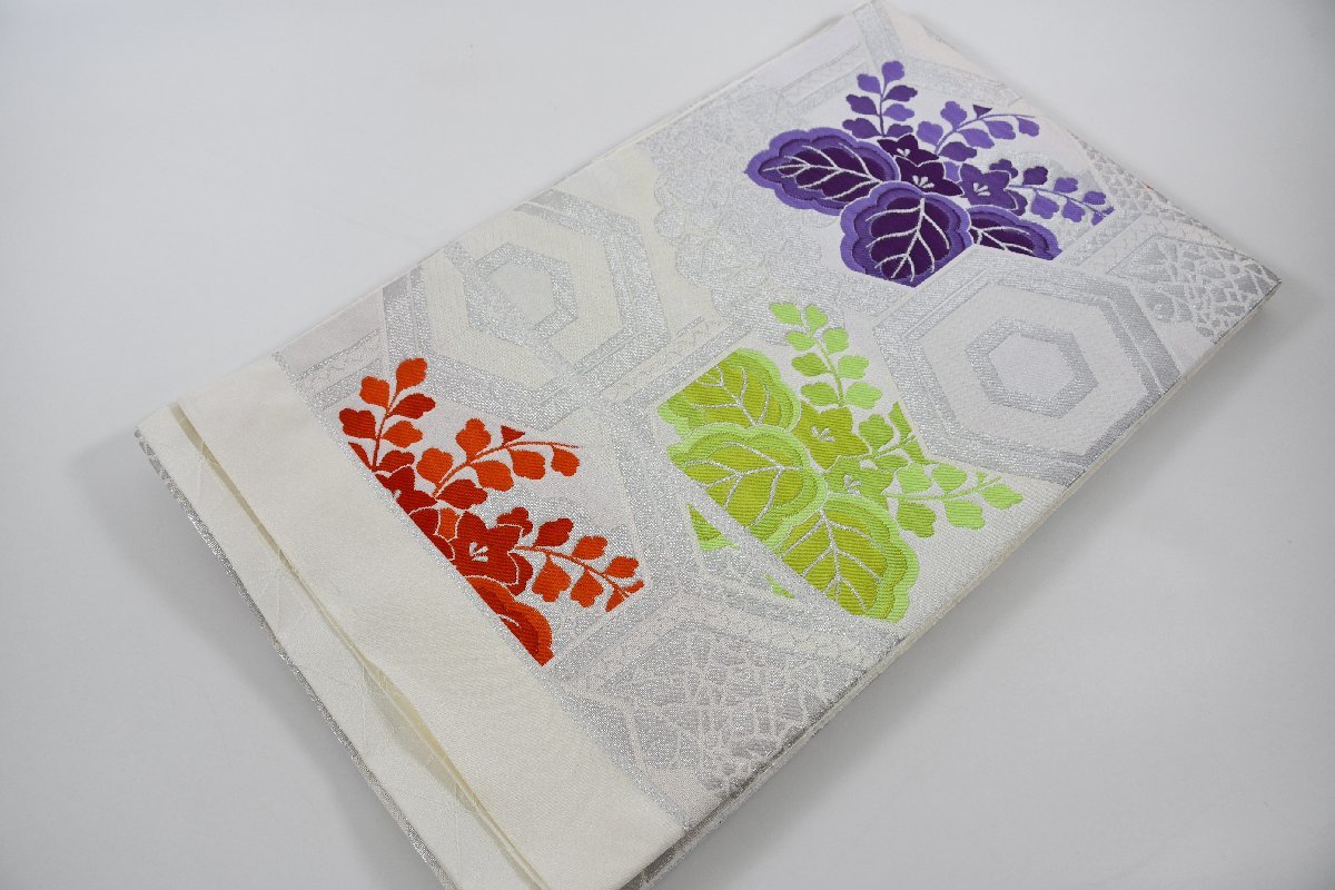 袋帯 未仕立て 六通柄 桐 花 帯丈422cm ★着物屋 ne-7433 桜庭呉服店拍卖