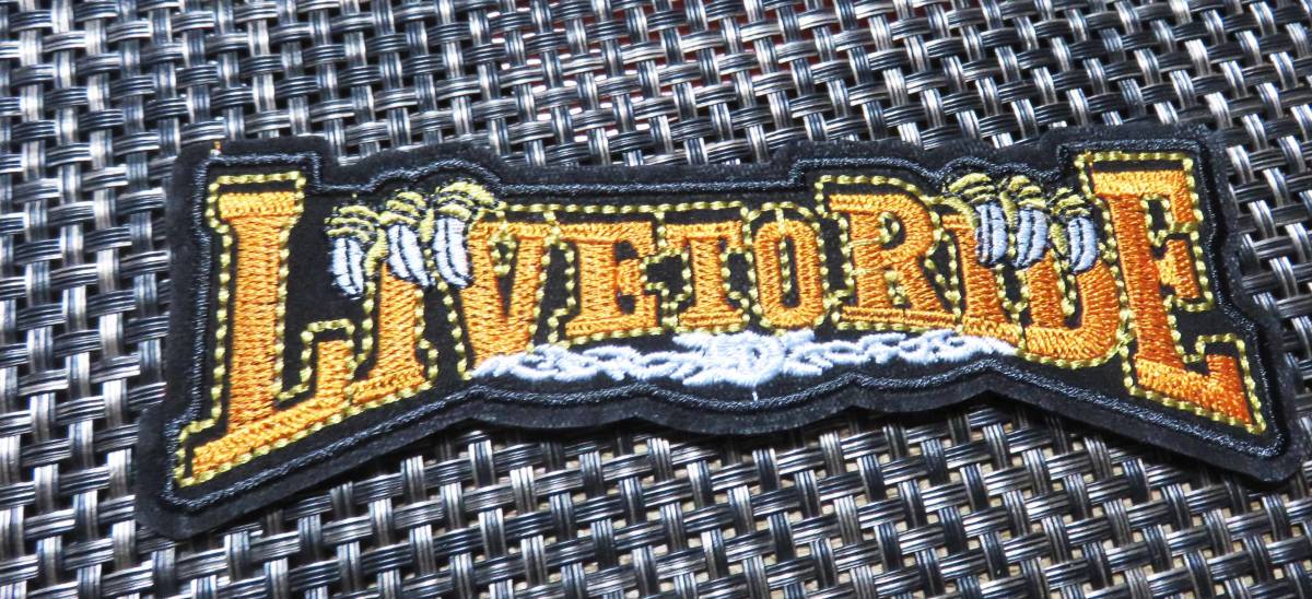 黒橙LTR英語 鷲爪◆新品《LIVE TO RIDE》バイク 二輪車 バイク 刺繍ワッペン ◆アメリカ ファッション■ 洋服・衣類・衣服DIY■激渋拍卖