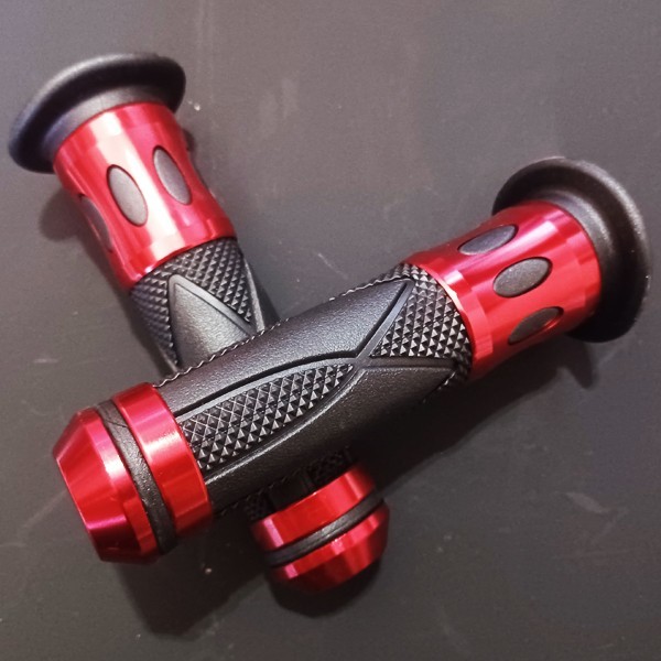 CBR125R CBR150R CBR250R CBR250RR CBR400R CBR600RR NSR125 NSR250R 汎用 アルミ ラバー グリップ ハンドル バーエンド アクセル 赤拍卖