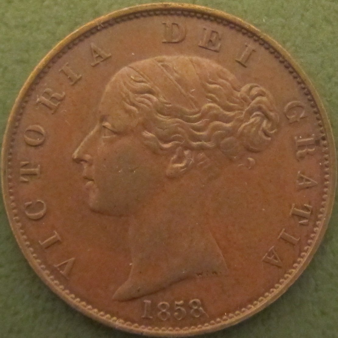 (C-116)ヴィクトリア ハーフペニー銅貨 1858年 ヤングヘッド拍卖