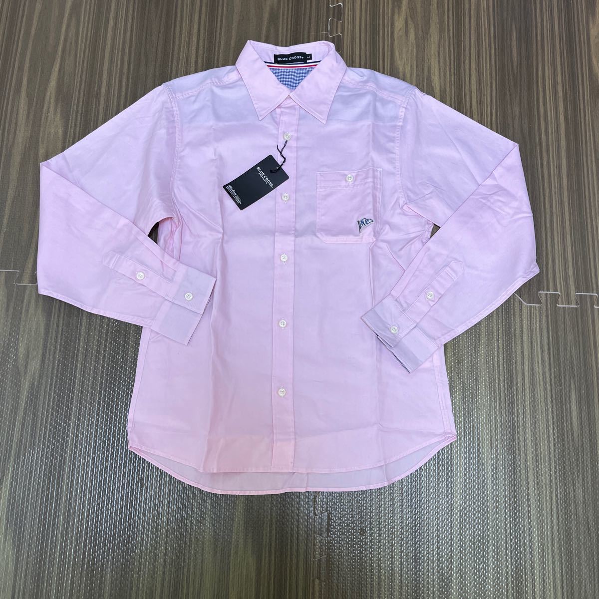 4-6新品 BLUE CROSS フォーマルシャツ 長袖コットン綿セレモニーシャツ スーツのインナーに ピンクシャツ 160 L卒業式入学式拍卖