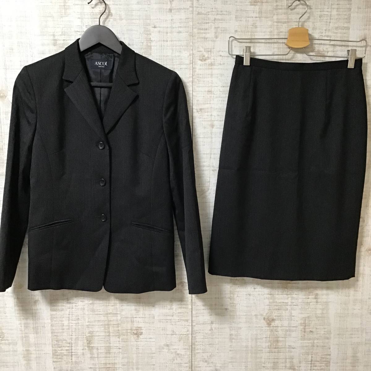 A472◇ASCOT TOKYO STYLE | アスコット 東京スタイル フォーマルセットアップ ダークグレー 美品 サイズ11号拍卖