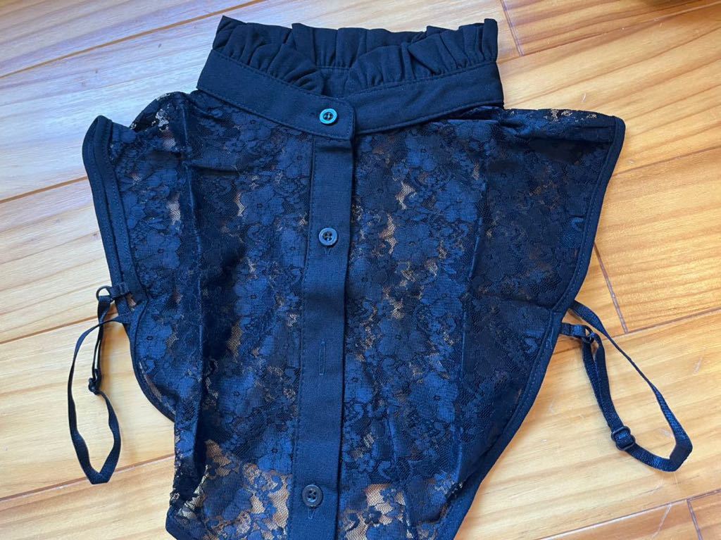 付け襟 黒 レース エレガント 新品 つけ襟 新品 ブラック エレガント つけえり拍卖