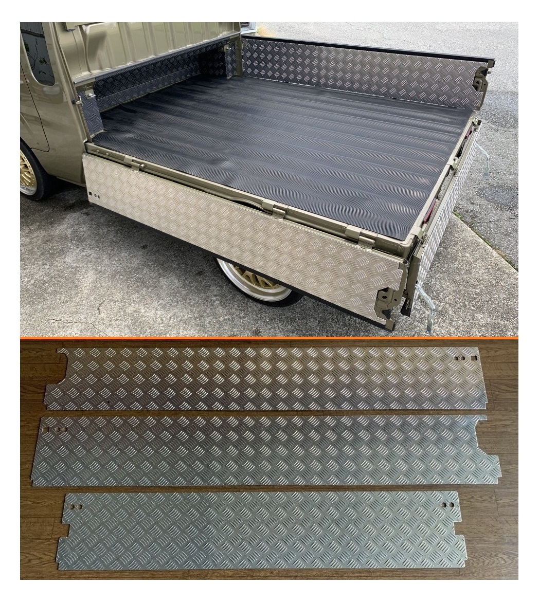 ★軽トラ アルミ縞板 荷台ゲートインナーパネル 3方SET ハイゼットジャンボ S500P(純正ゲートプロテクター付車両用)拍卖