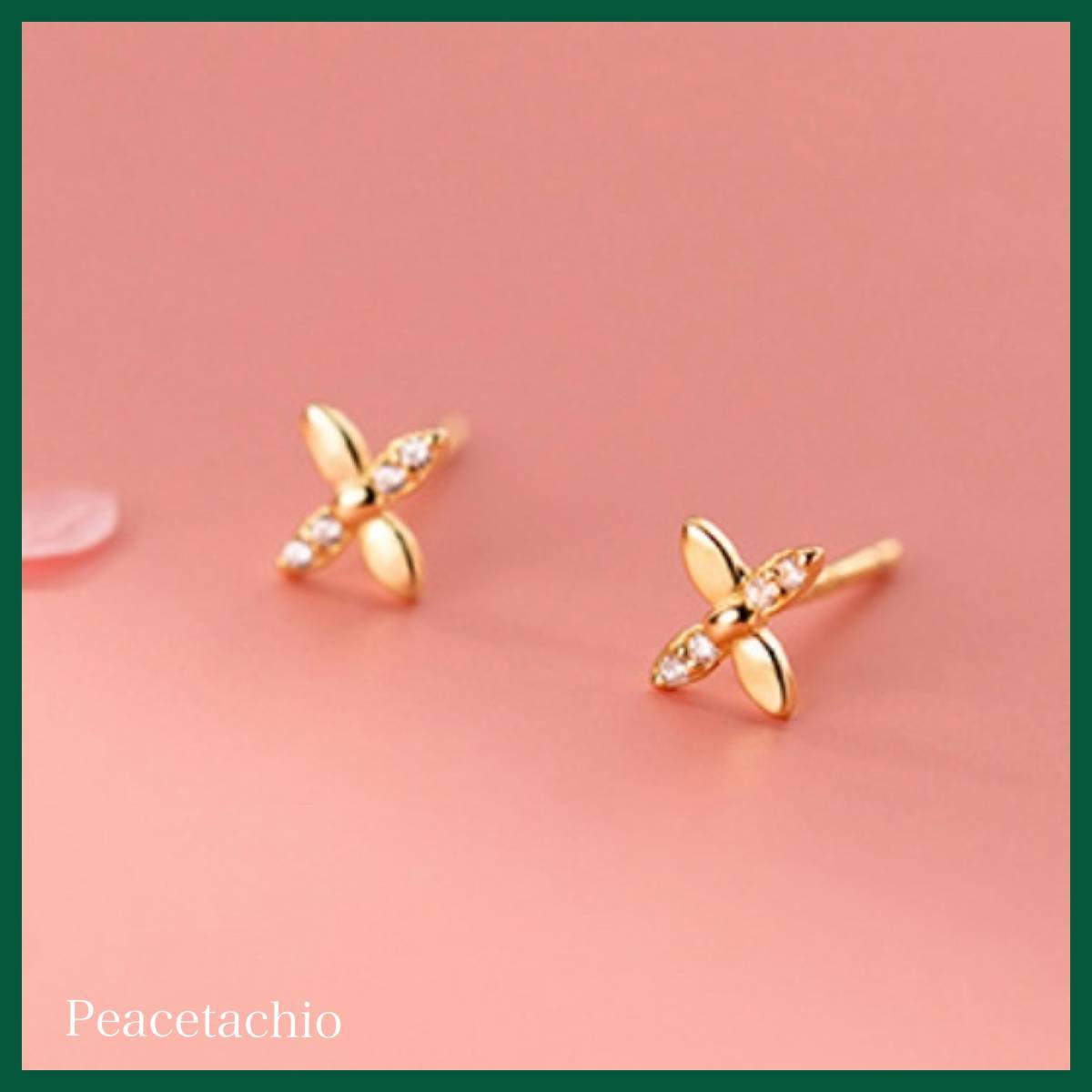 ピアス Silver925 シルバー ゴールド 18Kコーティング はな フラワー CZダイヤ アレルギー対応 プレゼント ギフト ケース付き拍卖