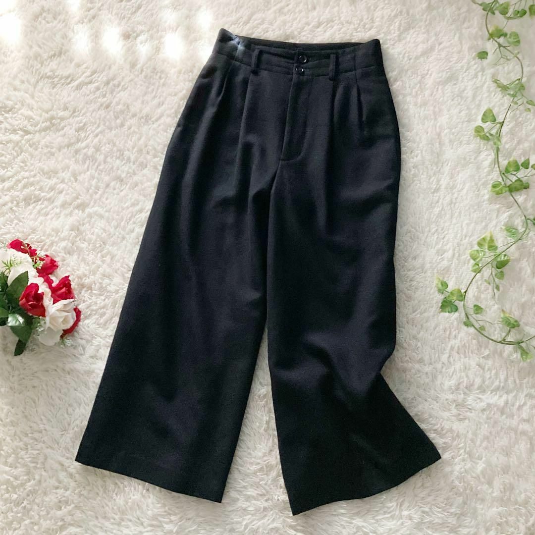 プラージュ ウールワイドパンツ ツータック 裏地付き 濃紺 日本製 Plage拍卖