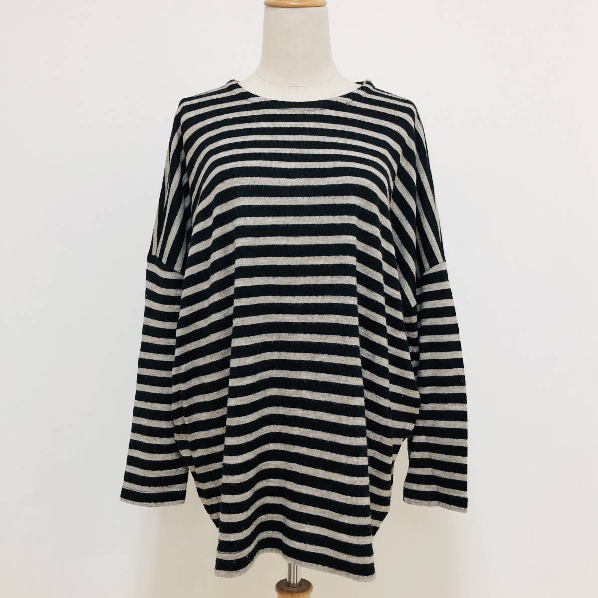 k2738 HEART MARKET ハートマーケット トップス 長袖 ゆったり F 黒 グレー ボーダー レディース 万能 ベーシックカジュアルスタイル 拍卖