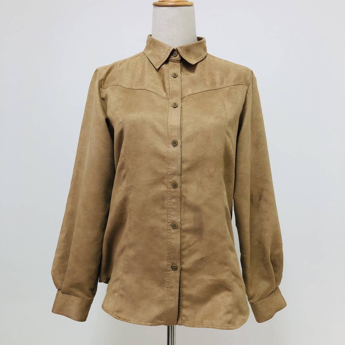 k2788 BAY HILLCLUB&LODGE ベイヒルクラブ & ロッジ シャツ ブラウス スエード調 11号 キャメル レディース ベーシックカジュアルスタイル拍卖