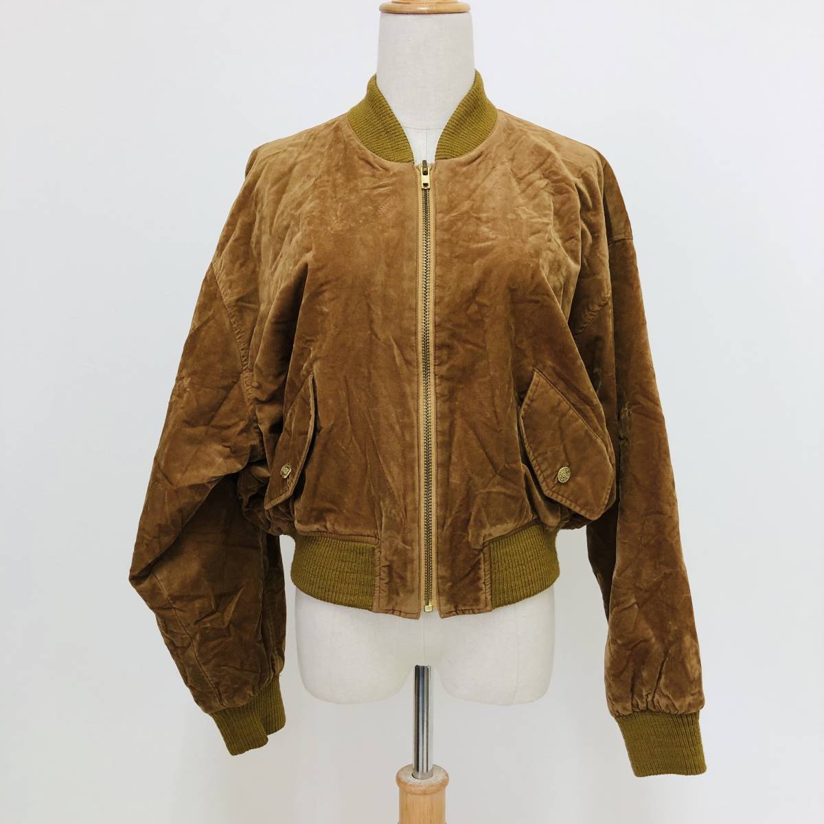 k2956 美品 MADY CLUB マディクラブ ブルゾン アウター フルジップ ポケット 日本製 M キャメル レディース レトロヴィンテージスタイル 拍卖