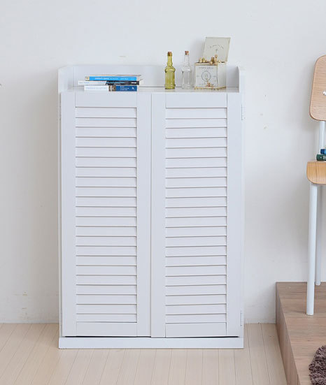 激安 お買い得 ルーバー扉シューズボックス 下駄箱 幅60 ホワイト色拍卖