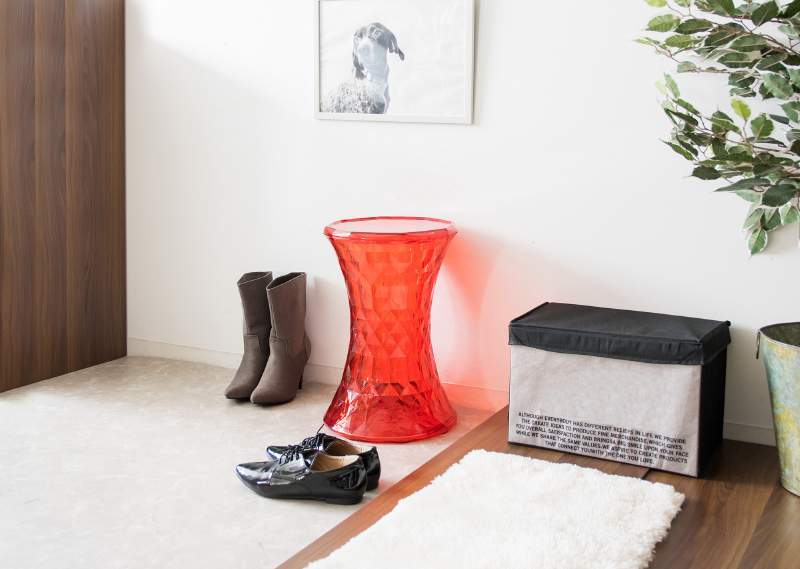 スツール 背なし 完成品 デザイナーズスツール ストーン レッド色拍卖