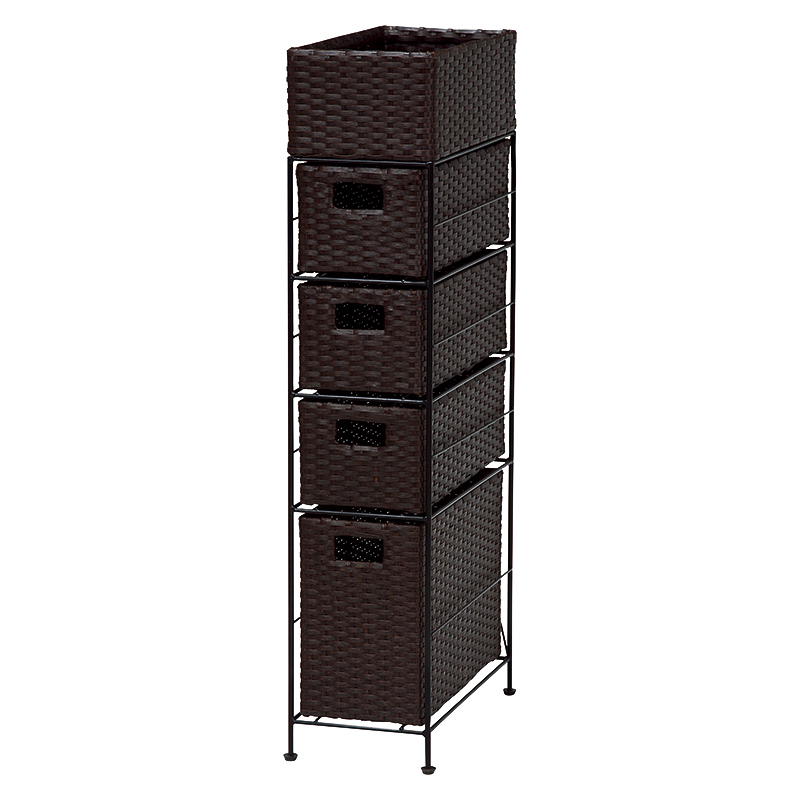 通気性の良い、引出しで水回りの収納もバッチリ ランドリー収納 幅20.5 高さ95.5 ダークブラウン色拍卖