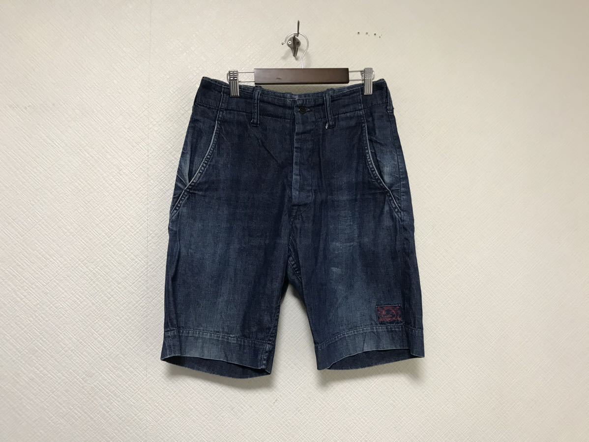 本物エビスEVISUコットンデニムハーフショートパンツサーフミリタリーワークアメカジストリートメンズ青ブルー28S日本製拍卖