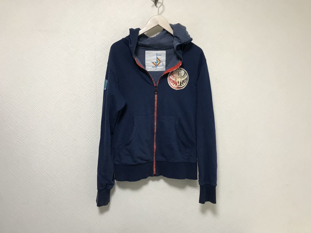 本物ローランドベリーROLLANDBERRYコットンプリントスウェット長袖トレーナーパーカーメンズサーフミリタリーアメカジ青ブルーSアメリカ製拍卖